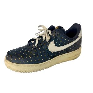 Nike Women’s Air Force 1’ 07 Low Thunder Blue & Yellow Ochre Polka Dots Sneaker